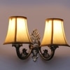 Devansh Dual Gold  Antique Wall Mounted Lamp With Off-White Cotton Shade