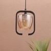 Eliante Hanging Light, Champaign Glass Shade, Mild Steel And Wood, 1 Bulb – Modern Pendant Lighting