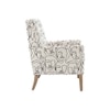 Leston Printed Human Canvas Fabric Lounge Chair in White Colour