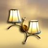 Devansh Metal Electric Wall Light in Gold Colour with off-white Shade Count of 2 Lights