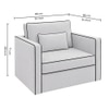 Elano Modern Premium  1 Seater Boucle  Pull Out Sofa Cum Bed with Improted Mechanism In white  Color
