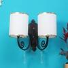 Eliante Cloth Shade Wall Lights Mild Steel & Glass Material Dark Brown & White Finish