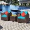 Carry Bird Wicker Patio Furniture Outdoor Balcony Chairs In Brown And Blue Colour