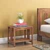 Beirut Solid Wood Bedside Table in Teak Finish