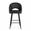 Doe Buck Faux Leather Counter Height Bar Stool in Black Colour with Black Legs