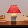 Devansh Conical Pink Jute Shade Lamp With Wood & Mosaic Glass Base For Decoration/Office/Home/Gifting/Study For Decoration/Office/Home/Gifting/Study -(10X10X14.5) Inches -A