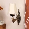 Devansh Gold Antique Wall Mounted Lamp With Off-White Cotton Shade