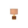 Hayden Grey cotton table lamp with Natural Wood Base