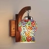 Devansh Solid Wood Electric Wall Light in Brown Colour with Multi Shade Count of 1 Light
