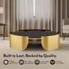 Belle Round Black Mirror And Metal Coffee Table In Gold Finish