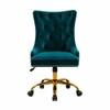 Doe Buck Swen Luxury Teal Tufted Velvet Office Chair