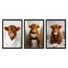 The Castle Decor Highland Cow Bathroom Wall Art Set of 3 8x12 Inch