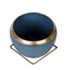 Apple Shape Metal Planter Set Of 2 In Blue And Gold Colour