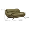 Clarkson 3 Seater Leatherette Sole in Olive Green Colour
