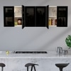 Aluminium Black Profile 6 Grey Tinted Glass Handless Shutters Wall Cabinet In Highland Pine Finish