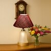 Devansh Conical Maroon Jute Shade Lamp With Wood & Mosaic Glass Base For Decoration/Office/Home/Gifting/Study For Decoration/Office/Home/Gifting/Study -(10X10X14.5) Inches -A