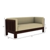 Prashiv 3 Seater Wooden Sofa (Creame Colour, Walnut Finish)