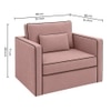 Elano Modern Premium  1 Seater Velvet Pull Out Sofa Cum Bed with Improted Mechanism In Peach Color