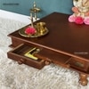 D'Dass Honeywood Mdf and Sheesham Wooden Pooja Chowki With Drawer