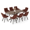 Anderson Solid Wood 8-Seater Dining Table With 8 Bren Swivel Dining Chairs (Finish : Danish Walnut, Chair Colour : Auburn)
