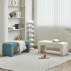Wooden Twist Soft Furry Boucle Upholstered Ottoman Bench in White Colour