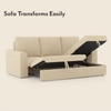 Kowloon Sectional 3 Seater Pull Out  Sofa Cum Bed with Storage in Sandshell Beige Colour