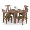 Arabia-Fabio 4 Seater Dining Table With Set Of 4 Chairs Colour-Matty Olive Finish-Teak