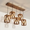 Symmetric 5 Series Brown Solid Wood Cluster Hanging Light