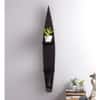 Engineered Wood Wall Shelf with Key Hooks in Black Colour