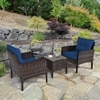 Carry Bird Wicker Patio Furniture Outdoor Balcony Chairs In Brown And Blue Colour