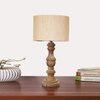Devansh Off White Cotton Table Lamp With  Wood Natural Base  (7X17.5 Inches)-2