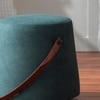 Hoist Collection Pouf With Faux Leather Strap in Green Color