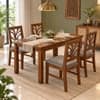 Globally Indian Vallari Solid Sheesham Wood 4 Seater Dining Table Set 4 Chairs Grey