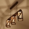 Symmetric Brown Solid Wood Cluster Hanging Light