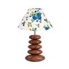 Devansh Printed Cotton Table Lamp With Wood  Pebble Lamp  (10X10X15) Inches