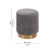 Doe Buck Damato Luxury Velvet Round Ottoman in Grey Colour with Gold Base