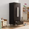 Hexa Red Wooden 2 Door Wardrobe with Drawer and Hanging Space in Flower Wenge Colour