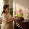 Devotional Lotus Grace Ganesha Statue in Multicolor Colour