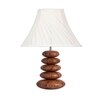 Devansh Cross Pleated Cotton Table Lamp With Wood Pebble Lamp (12X12X16.5) Inches -C