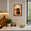 The Castle Decor Cute Black Cat Coffee Kitchen Wall Art 12x18 Inch