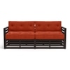 Raymond 3 Seater Wooden Sofa in American Walnut Finish & Lava Colour
