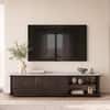 Nami Solid Wood And Aravali Marble TV Cabinet In  Dark Chestnut Finish