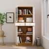 Hexa Engineered Wood Bookshelf Multipurpose Storage Rack in Giant Wood and Frosty White