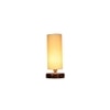Scarlett off-white cotton table lamp with brown wood base