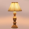 Devansh Off-White Cotton Vintage Straight Pleated   Lamp With Wood Base (12X19)