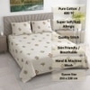 Ayan White Floral 400 TC Cotton Flat Double Queen Size Bedsheet with 2 Pillow Covers – Threads