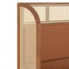 Fiji Wingback Cane and Solid Wood King Size Non-Storage Bed in Nappa Tan Leatherette