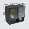 Aluminium Black Profile 2 Fluted Glass Handless Shutter With Space Organizer In Slate Grey Finish