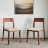 Clarke Solid Wood Dining Chair Set of 2 in Honey Finish with Cream Leatherette