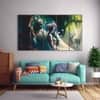 The Castle Decor Radha Krishna Wall Painting Design 1 Wooden Framed 27x48 Inch
